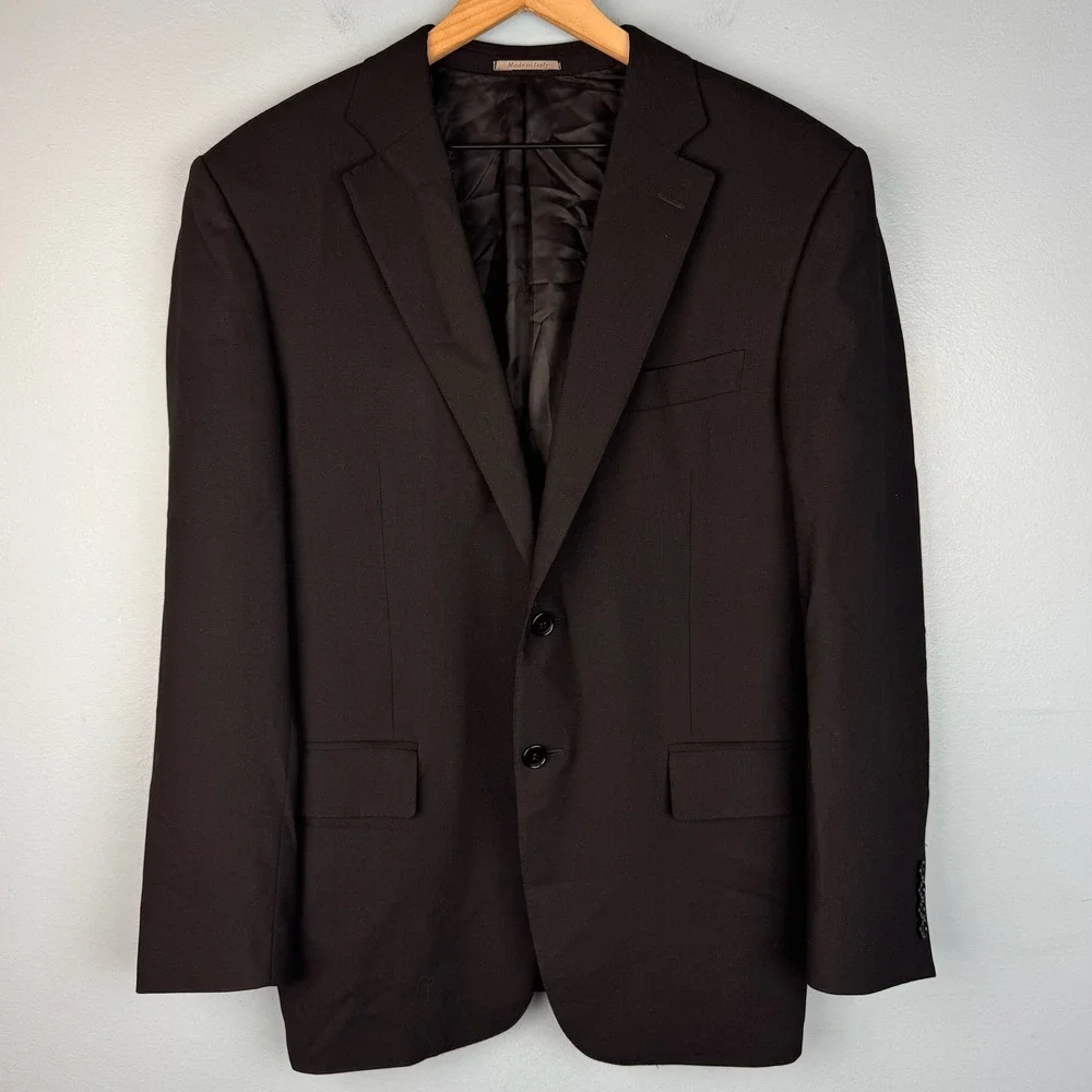 Canali Mens 34R Black Travel Water Resistant Wool Two Button Blazer Sport Coat